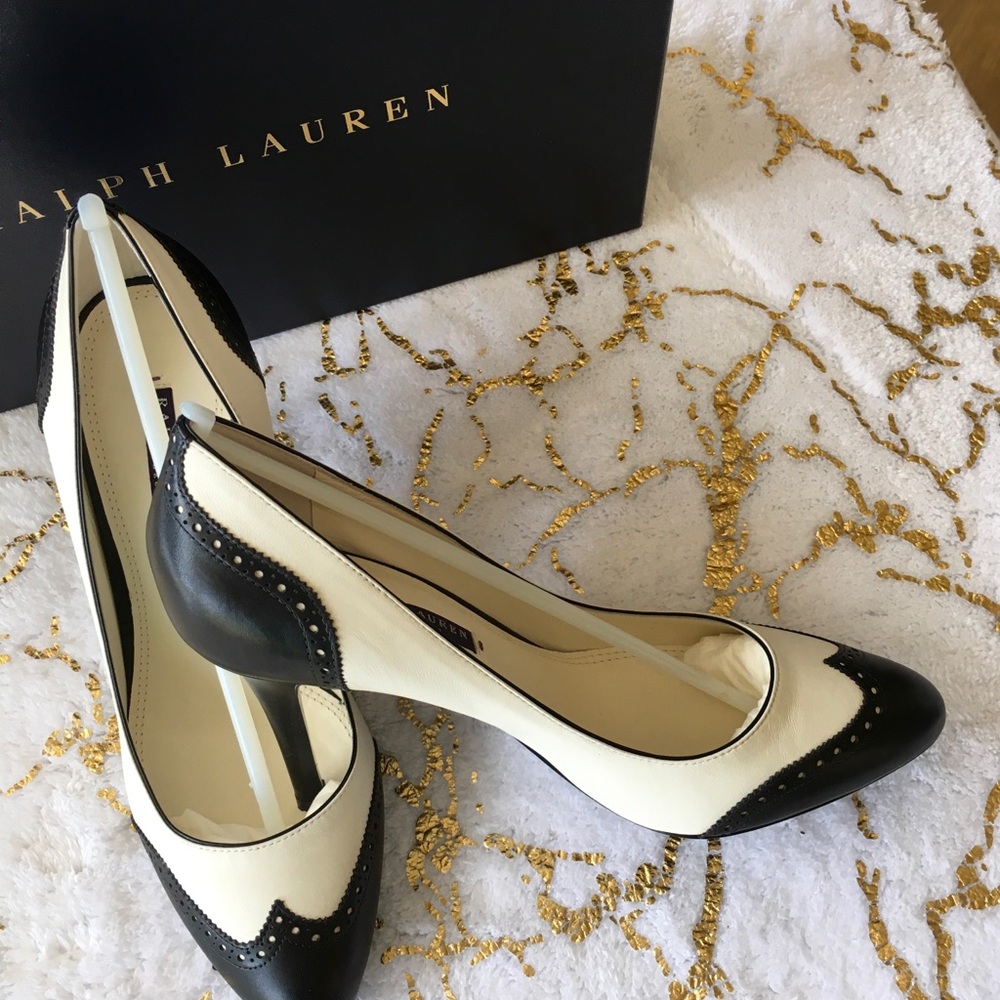 Ralph Lauren Black and Cream Women's Shoes